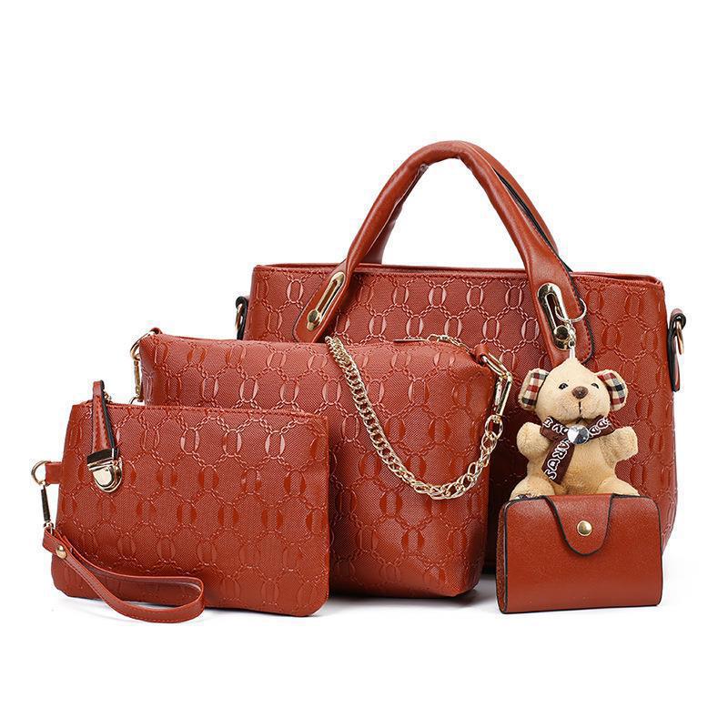 Women's Bag 2023 New European and American Fashion Four-Piece Set of Mother-In-Law Bag Large Capacity Single Shoulder Satchel Crossbody Bag Manufacturer Wholesale