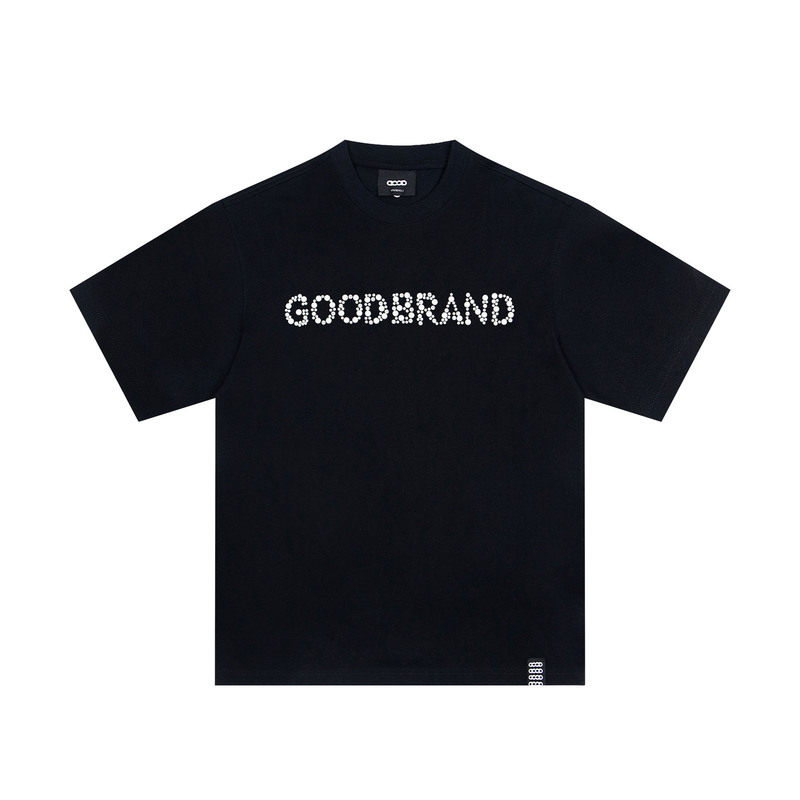 Correct Version Goodbrand Same Style Short-Sleeve Sequin Slogan Basic T-Shirt for Men and Women, Chinese Trendy Style