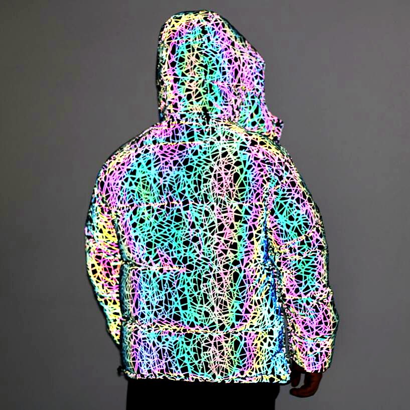 Amazon Arco Iris luminoso con capucha Abrigo acolchado de algodón más el tamaño de la chaqueta de algodón acolchado