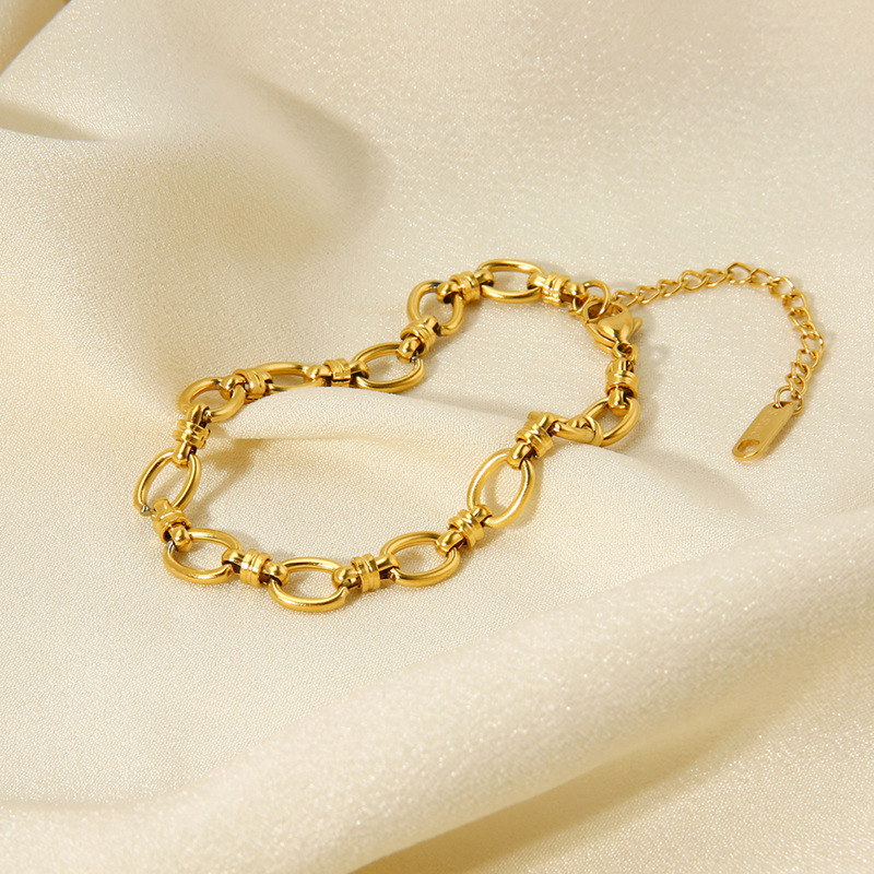 304 Stainless Steel Material Simple Style Solid Color 304 Stainless Steel 18K Gold Plated Bracelets