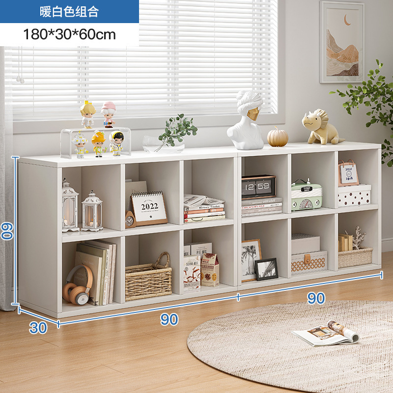 Estante de cosméticos de estilo crema, gabinete de rejilla de piso a techo lateral de mesa, gabinete de ocho compartillas, gabinete de almacenamiento de perfumes para productos para el cuidado de la piel