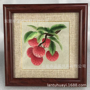 A Touch of Lingnan-Style Cantonese Embroidery Craft Table Decoration Conference Commemorative Gift for Clients Business Lychee Embroidery Gift