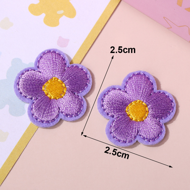 新鮮でかわいい小さな花の刺繍パッチステッカーミニカラーホットメルト接着剤刺繍ラベルバッグ靴と帽子装飾布ステッカー|undefined