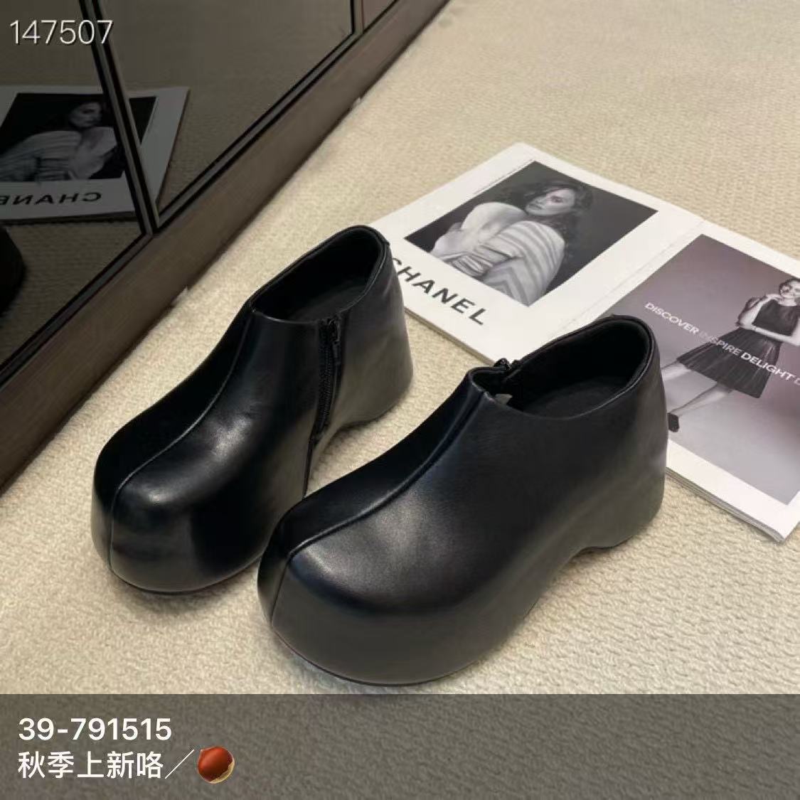 勃肯女厚底增高秋季新款包头复古圆头舒适百搭头层小牛皮女鞋