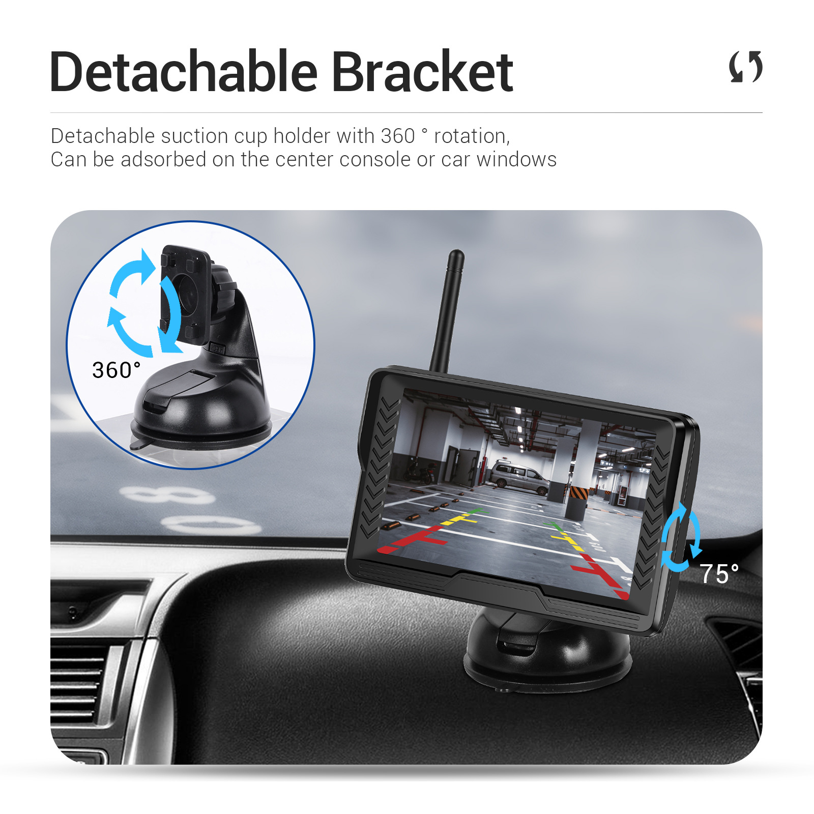 Cross-border 5inch HD AHD Car Monitor Digital Wireless Single-Channel Video Input Reverse Rearview Camera