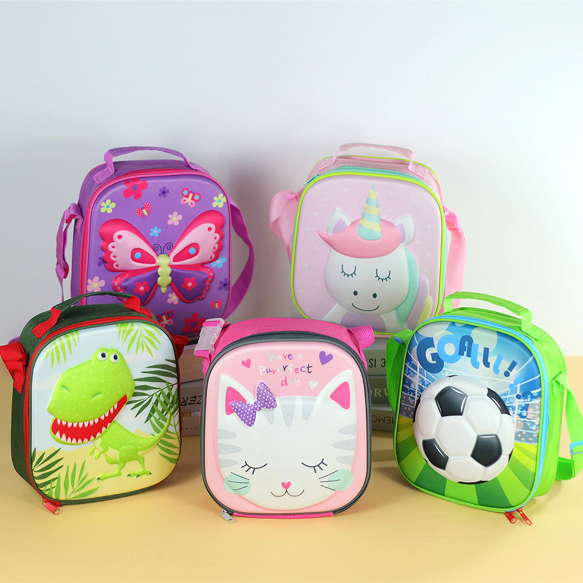 Nuevo paquete de aislamiento de dibujos animados 3D transfronterizos bolsas de bento portátiles para niños bolsas de hielo plegables bolsas de aislamiento de dibujos animados estudiantes caja de almuerzo