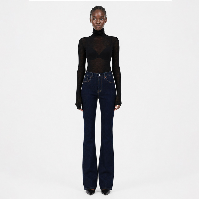 Southeast Asia cross-border supermodel pants/denim blue high-waisted flared jeans for women, four-way stretch, hip-lifting, slim fit, 2026 autumn collection Southeast Asia cross-border supermodel pants/denim blue high-waisted flared jeans for women, four-way stretch, hip-lifting, slim fit, 2026 autumn collection