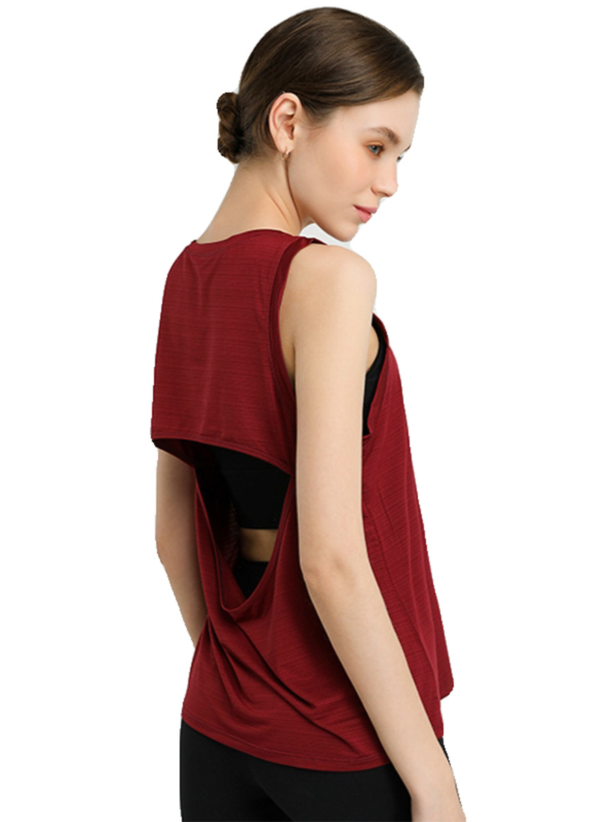 Chaleco deportivo suelto europeo y americano transfronterizo de secado rápido para mujer running fitness blusa sin mangas primavera y verano ropa de yoga casual top