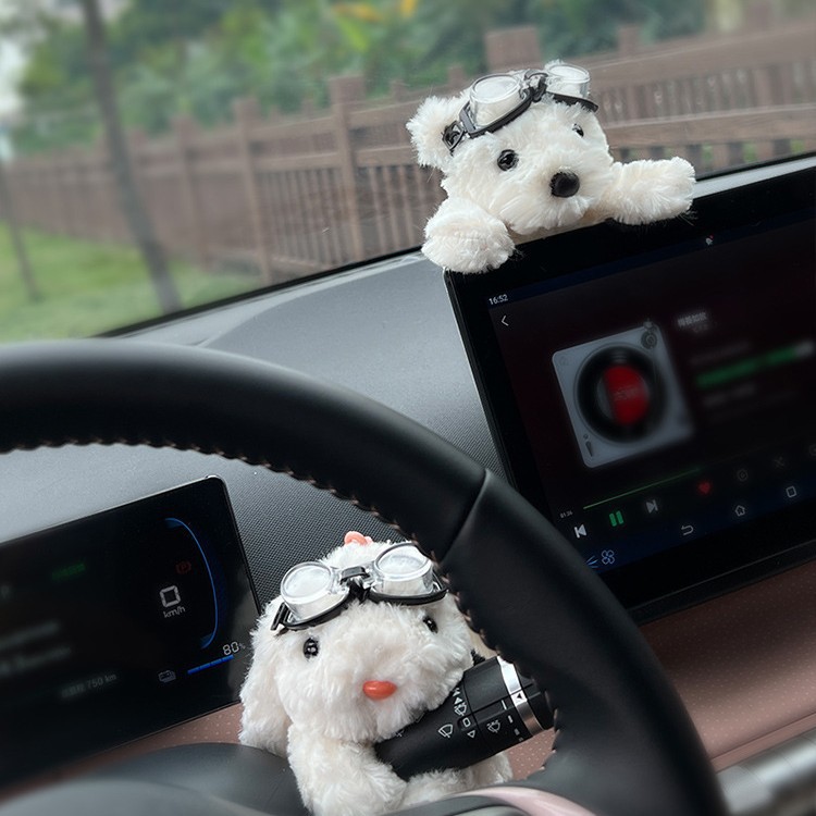 Coches de brazo decoración orejas de conejo muñeca de peluche en la consola central espejo retrovisor limpiaparabrisas maletero adornos mujeres