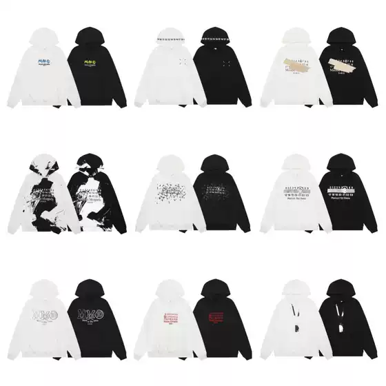 Wholesale MM6 High-Quality Unisex American Streetwear Numeric & Letter Embroidered Hip-Hop Terry Cloth Hoodie