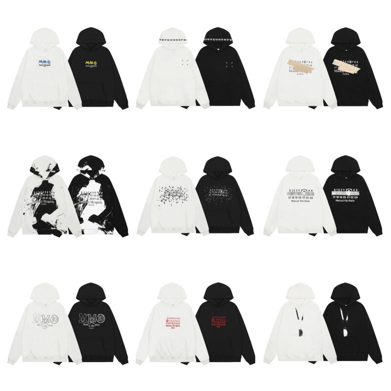 Wholesale Mm6 High-Quality American Trendy Brand Digital Letter Embroider Hip-Hop Terry Hooded Sweatshirt for Men and Women Couples