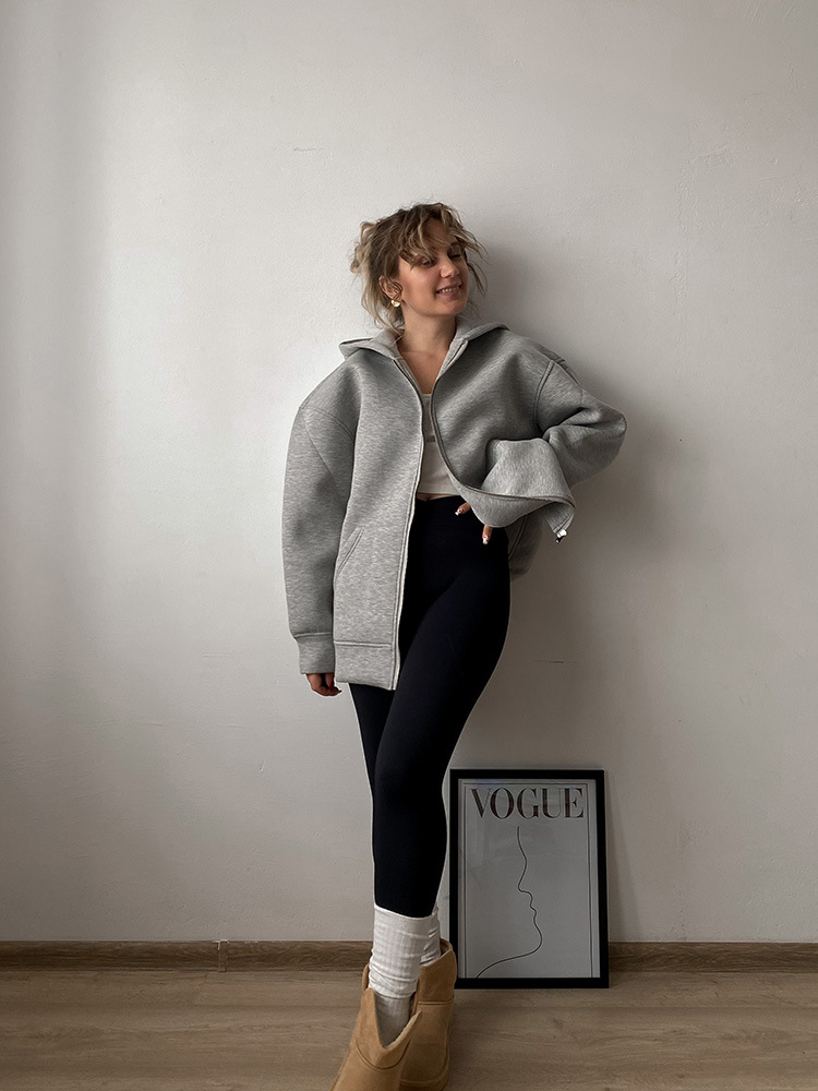 Women's Clothing autumn and winter hooded long sleeved jacket zipper basic jacket new women's casual sweatshirt_voghion.com