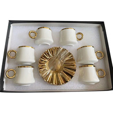 跨境新款欧式陶瓷咖啡杯碟 土耳其咖啡杯高档金边6杯6碟礼盒套装