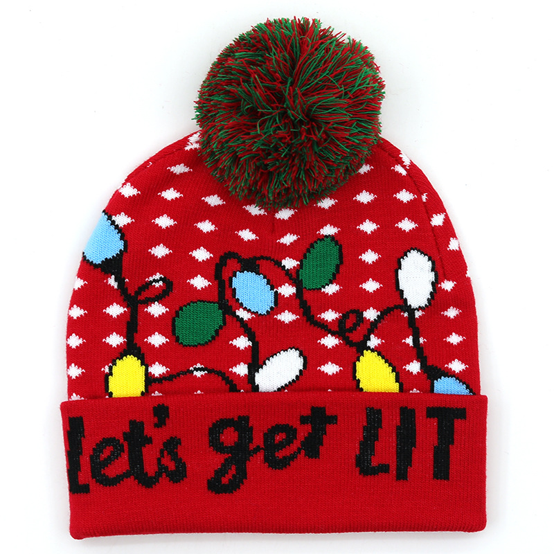 Fashion Contrast Color Jacquard Wool Ball Christmas Knitted Hat Woolen Hat Wholesale Nihaojewelry display picture 9