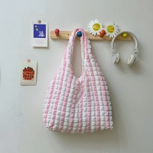 韩系褶皱云朵泡芙包包女2025新款洋气少女时尚单肩包潮个性背心包