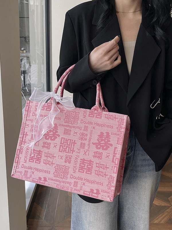 Nueva bolsa de boda de estilo nacional de gran capacidad simple bufandas de seda de caracteres de boda bolsas de mano de damas de honor regalo de tela bolsa especial