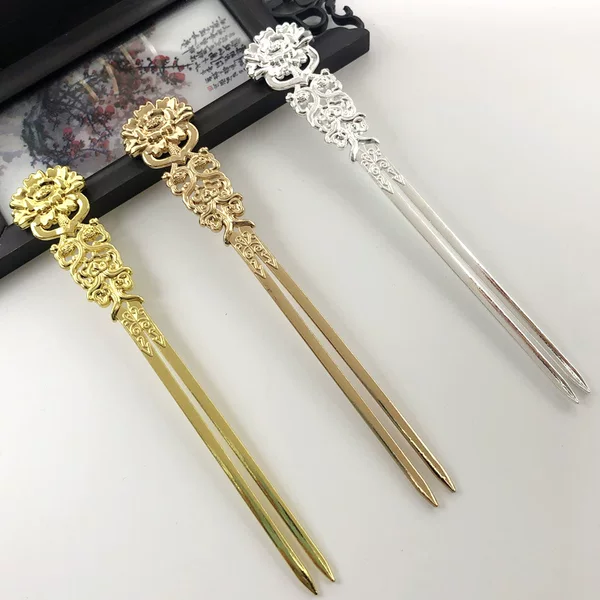 diy jewelry accessories antique hairpin double-sided Lotus antique flower hairpin handmade hair accessories manufacturers wholesale