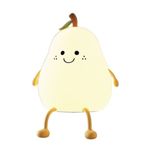 Unisex Pear-Shaped LED Night Light for Sleep & Ambiance – Cute Silicone USB-Charged Bedside Lamp Perfect as a Couple's Gift