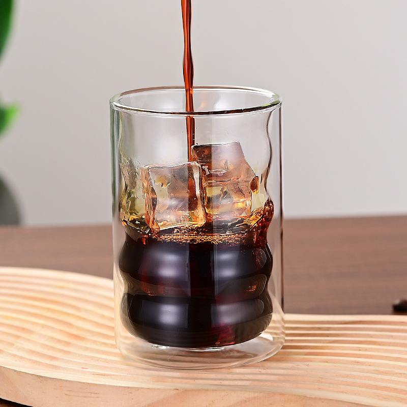 Juego de vasos de vidrio de doble capa con hilo, taza de café con aislamiento térmico de borosilicato, taza de leche de gran capacidad para el hogar, fabricante de tazas de agua