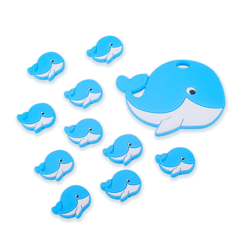 Nuevo bebé suministros dibujos animados animal ballena mordedor cuentas creativo molar DIY bebé pezón anti-gota cadena juguete