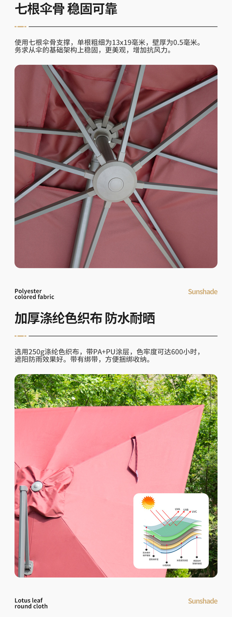 室外花园罗马伞遮阳咖啡店奶茶店酒店园林民宿铝别墅广告印刷伞