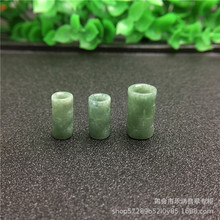 翡翠豆油种十字花大孔路路通手链圆珠散珠子配件玉珠玉器玉石批发