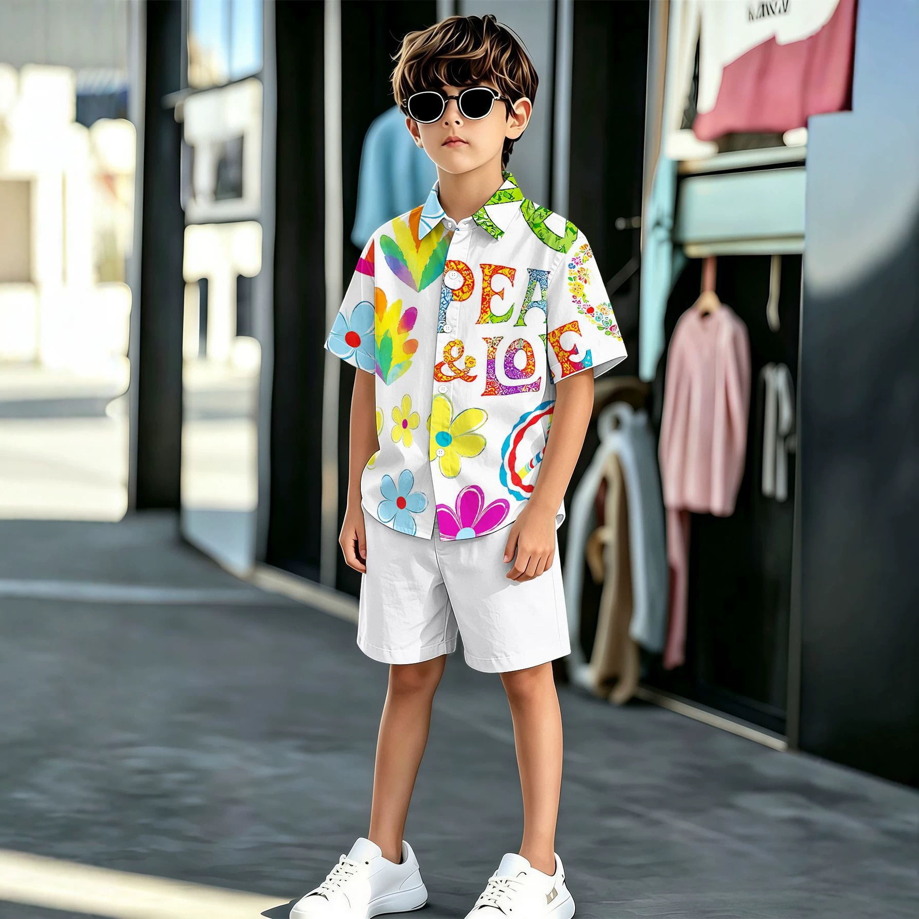 Summer New Arrivals: Designs Of Patterned 3D Printed Boys' Shirts And Shorts Sets For_voghion.com