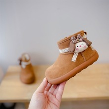 2025年冬季新款童鞋小女孩甜美卡通公主靴韩版加厚保暖女童雪地靴