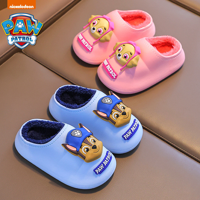 Zapatillas de algodón auténticas de invierno para niños y niñas con bolsas de algodón impermeables de lana caliente, zapatos de algodón caseros para bebés