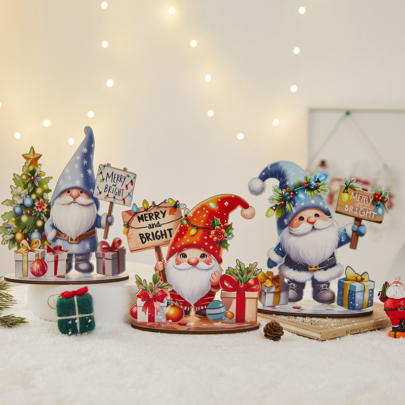 Wooden Christmas Decorations – Festive Santa & Tree Tabletop Ornaments (7 Styles, Rustic Holiday Home Décor)_voghion.com
