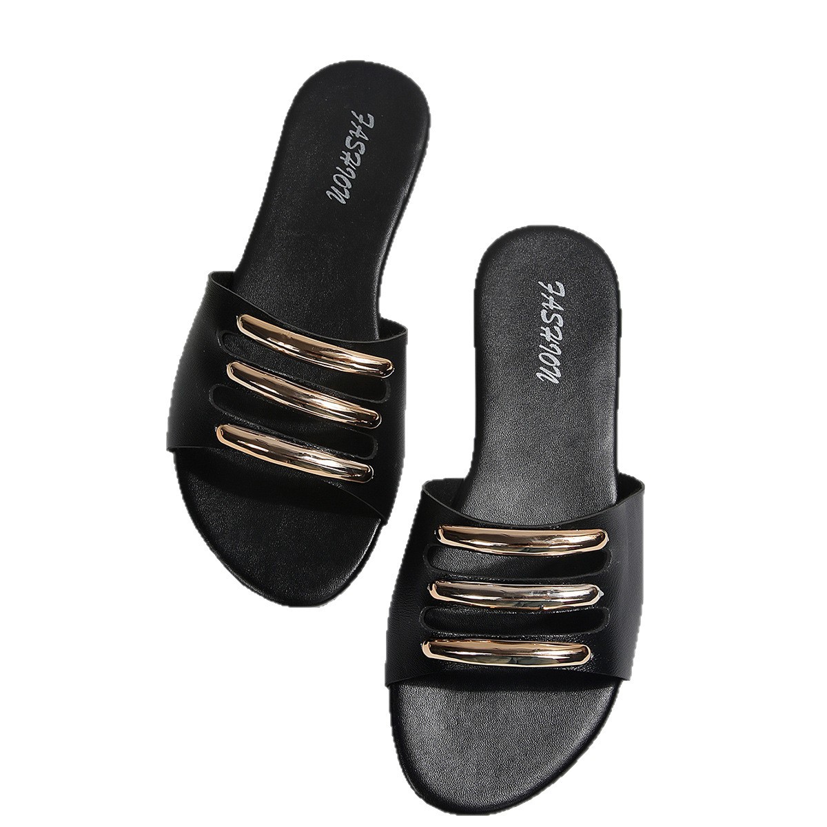 Sandalias Planas de Mujer de Cuero Sintético Cómodas para Uso Casual