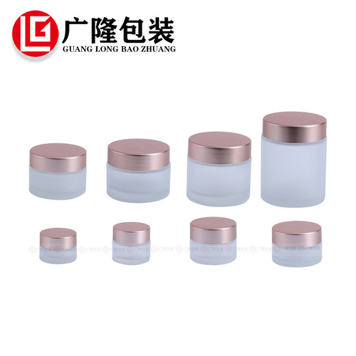 Glass bottle of Montas cream, 5g and 10g matte glass jar, 100 pieces in a rose gold can