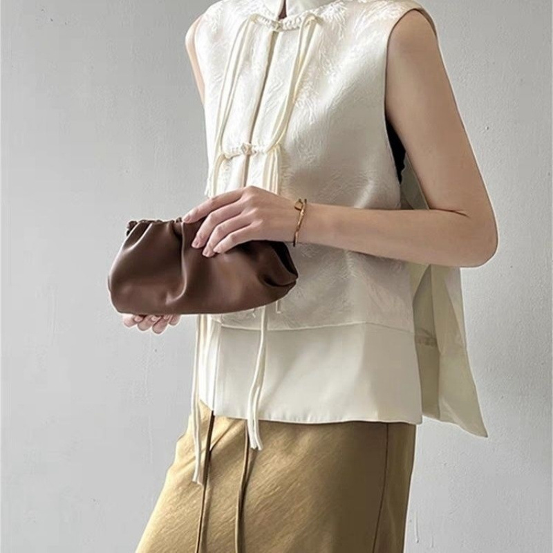 [2085 People Praise] Chinese Style Disc Buckle Spring, Summer and Autumn 2024 Jacquard New Women's Vest Short Waistcoat