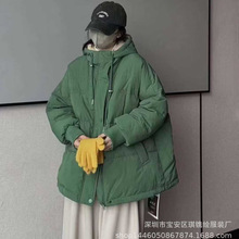 琪镌绘制秋冬新款女装高档时尚连帽简约羽绒服 宽松大版显瘦外套