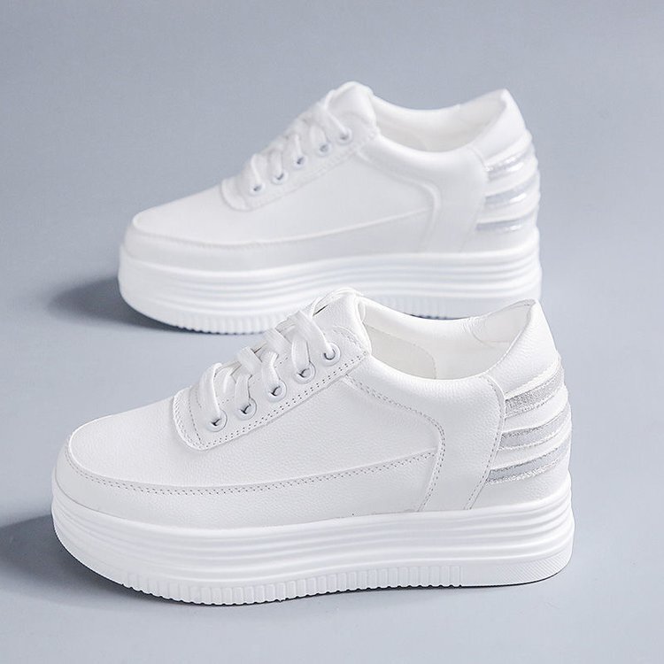 2025 Spring New Popular Women's Shoes Platform White Shoes Women's Fashionable Versatile Sneakers Thick-Soled Casual Shoes with Increased Height 2025 Spring New Popular Women's Shoes Platform White Shoes Women's Fashionable Versatile Sneakers Thick-Soled Casual Shoes with Increased Height