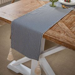 Imanqi Yun Table Flag Floral Print Pastel Striped Blue Floral Fringe Single Layer Table Flag Long Strip Factory Direct Supply