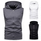 2021 foreign trade summer new men's hooded rhombus zipper sleeveless casual T-shirt zipper cardigan vest