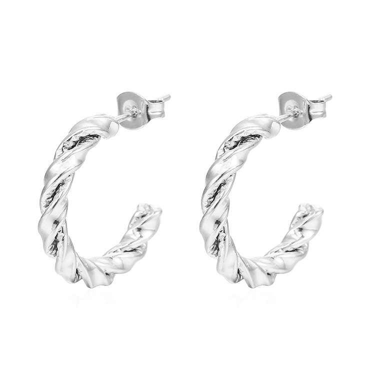 Aretes transfronterizos de moda de acero inoxidable tendencia simple torsión aretes redondos joyería de mujer al por mayor