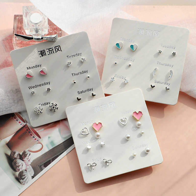 ear studs combination suit sense women‘s light luxury small exquisite ins ear studs earring set suit combination ear studs a week