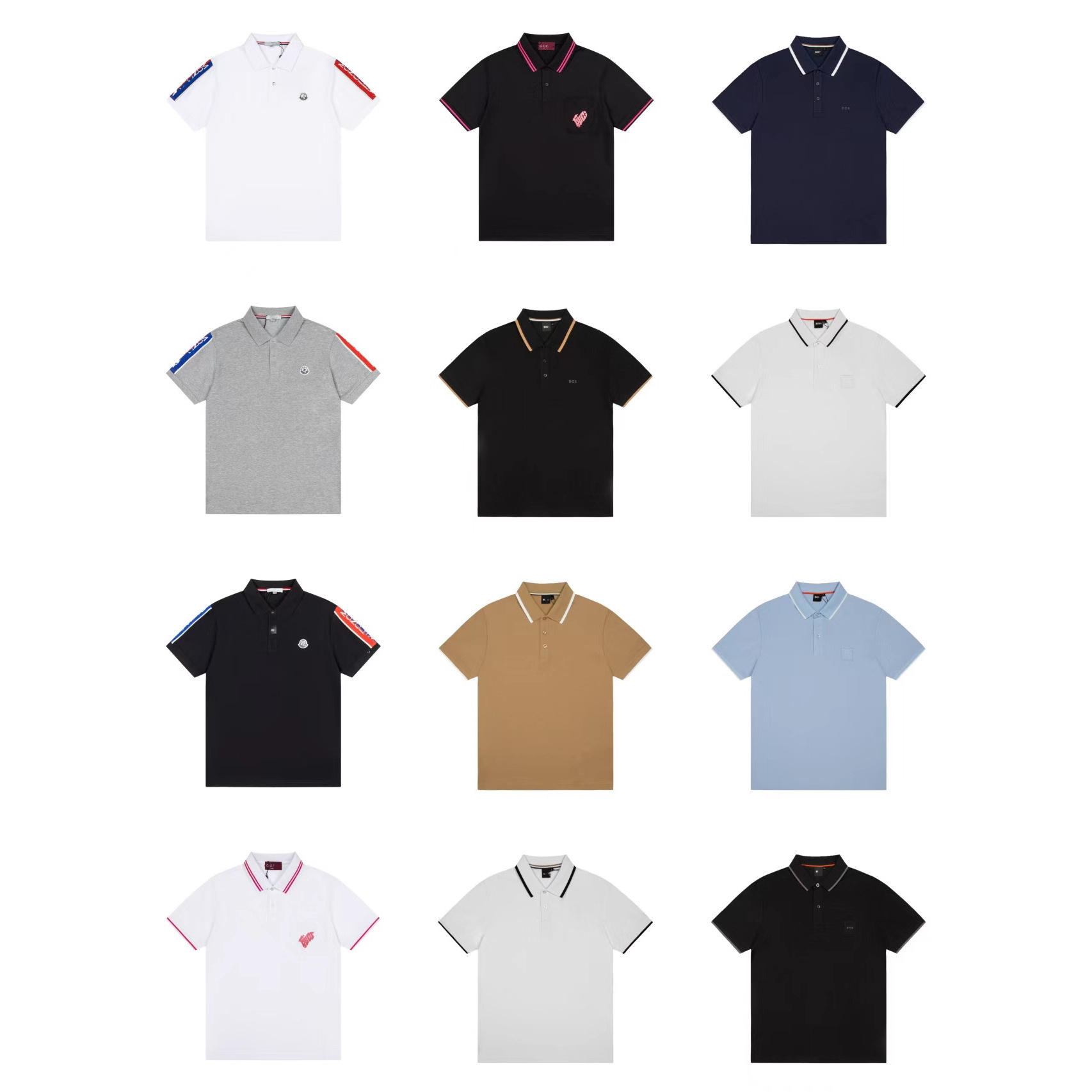 Cross-Border European Station New Polo Shirt Men's Pure Color Business Casual Jacquard Knitted Lapel Short-Sleeved Ready-Made Delivery