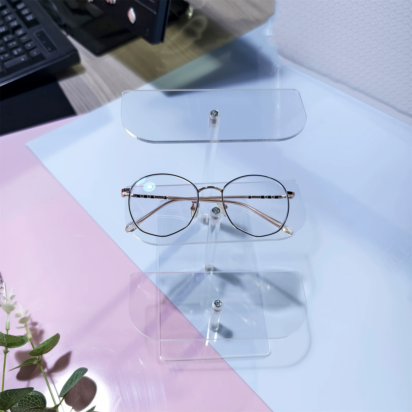 Прозрачная акриловая подставка для очков, трехъярусная ручная подставка для кукол, лестница для демонстрации косметики и парфюмерии