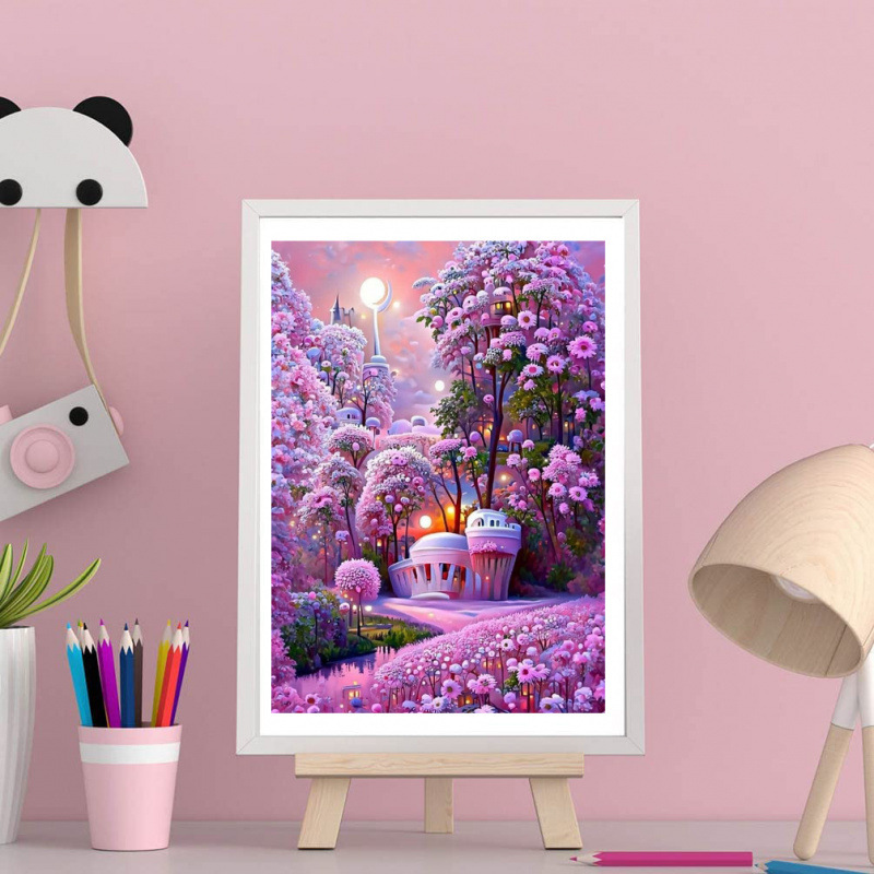 Flores paisajísticas llenas de diamante DIY pintura de diamante hecha a mano Rubik cuadrado conjunto de pegatinas de diamante cross-border DIY pintura de diamante hecha a mano