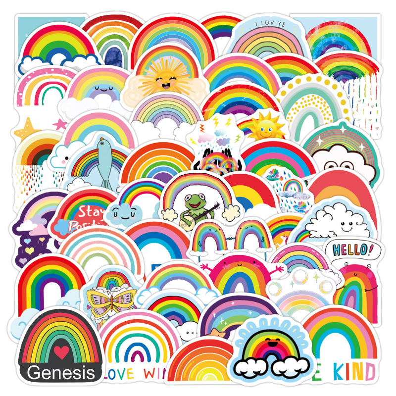 50 new rainbow graffiti stickers waterproof luggage notebook scooter water Cup removable stickers wholesale