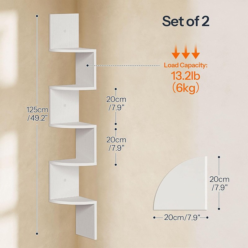 Estante de esquina para el hogar Estante de almacenamiento de pared triangular de pared Tabique de esquina Estantería en capas Pared de cocina multicapa