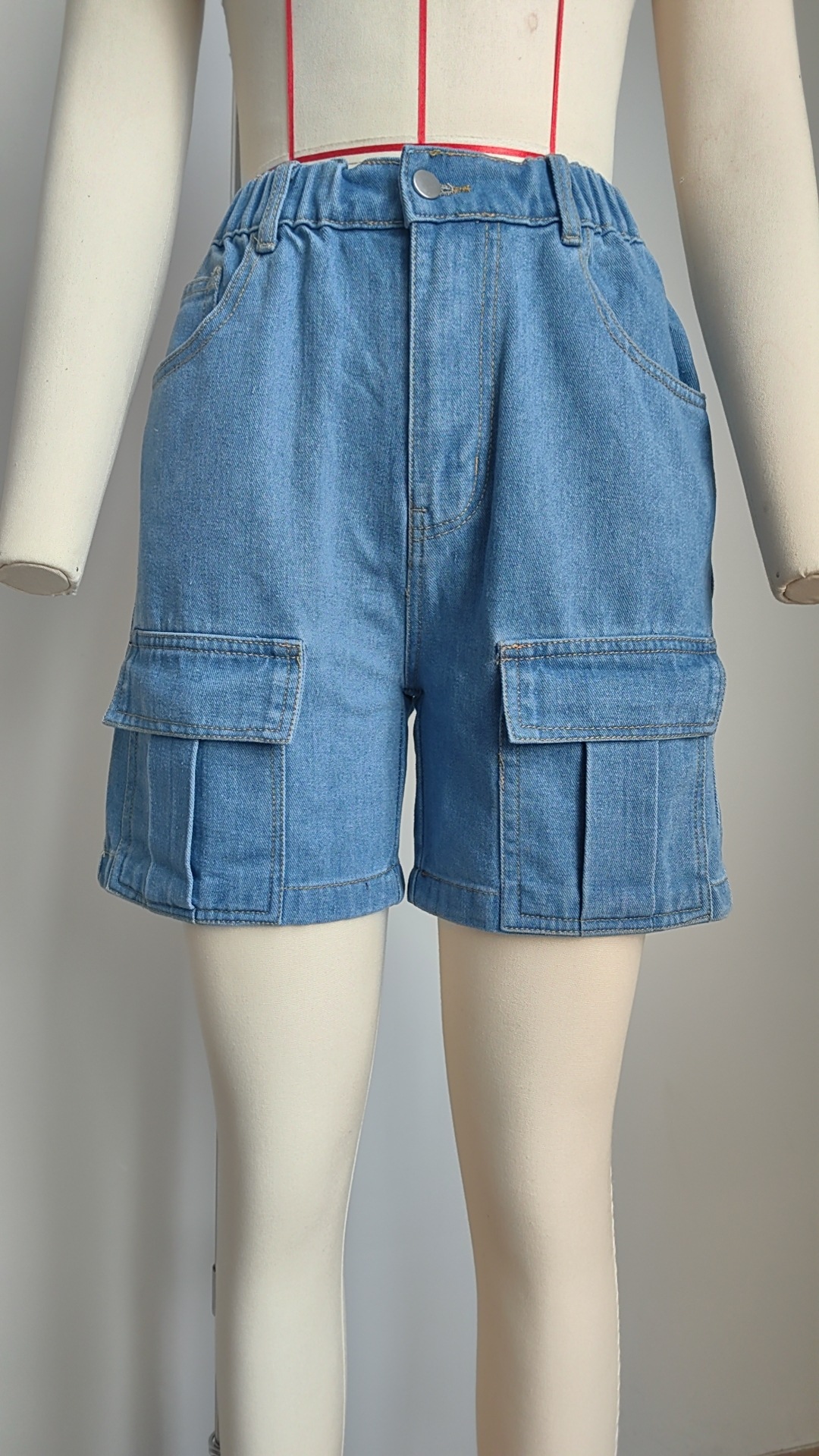 Femmes Vacances Du Quotidien Vêtement De Rue Couleur Unie Shorts Poche Pantalon Cargo Jeans display picture 7