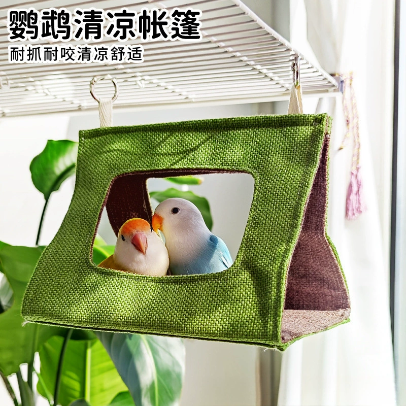 Летняя палатка для попугая, треугольное гнездо, вентилируемое и прохладное птичье гнездо, подвесное гнездо с пионом, гамак, спальное гнездо, летние принадлежности для птиц