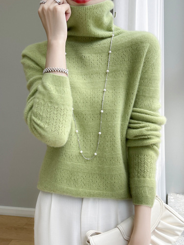 First-line ready-to-wear Andy velvet autumn and winter new women's clothes hollow pile collar solid color pullover sweater batch