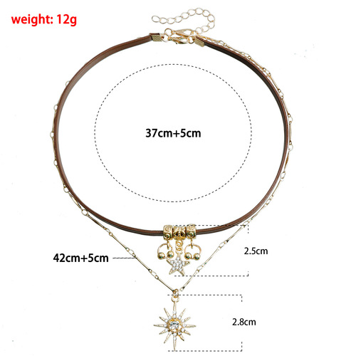 New Retro Sunflower Star Pendant Necklace Women's Light Luxury Temperament High-end Sweatshirt Sweater Chain Trendy