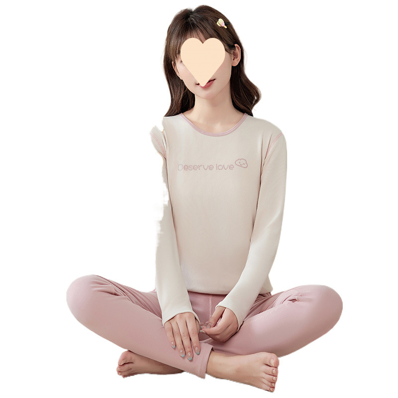 여자 가을 옷과 가을 바지 정장 여자 중학생 여자 큰 양털 난방 여자 가을과 겨울 열 속옷