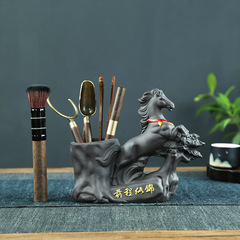 陶瓷茶道配件六君子套裝功夫茶具配件紫砂馬筆筒茶藝擺件茶夾批發